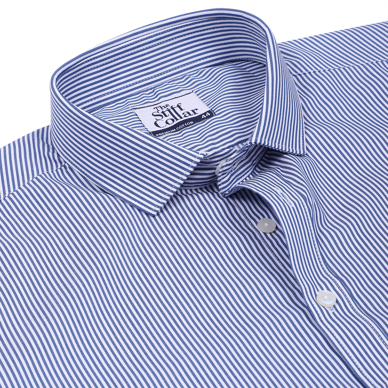 Luthai Regent Blue Stripes Half Sleeve 2 Ply Giza Cotton Shirt