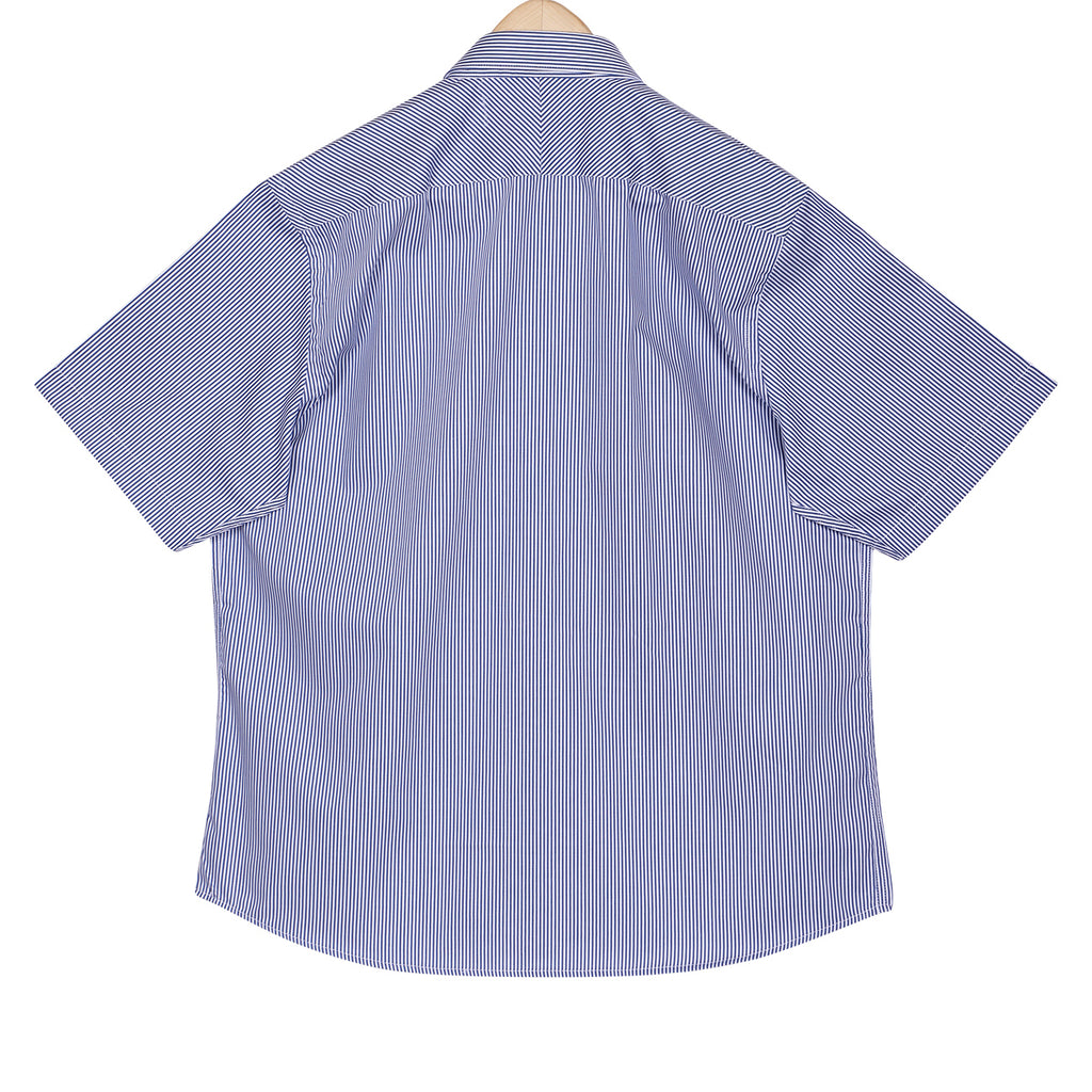 Luthai Regent Blue Stripes Half Sleeve 2 Ply Giza Cotton Shirt