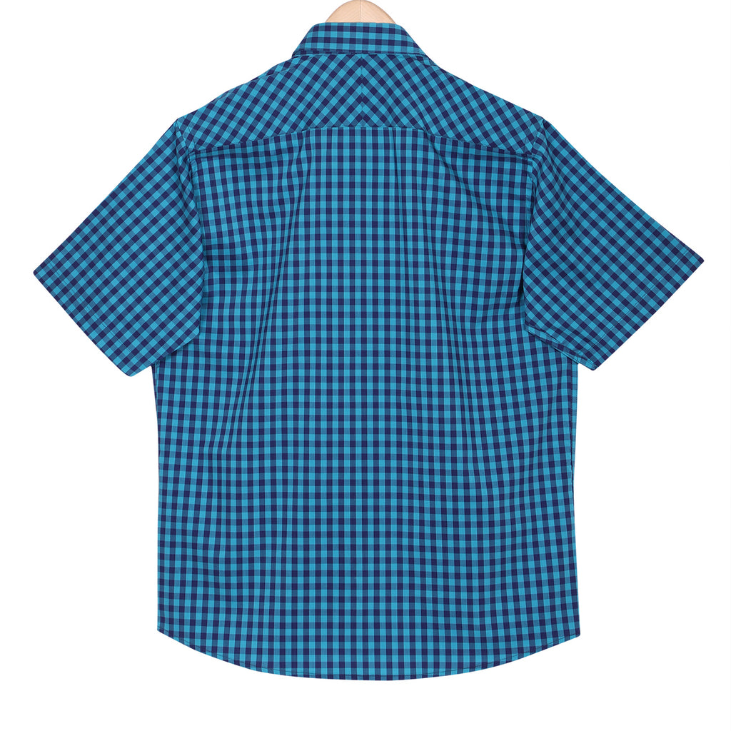 Luthai Grand Grape Checks Half Sleeve 2 Ply Giza Cotton Shirt