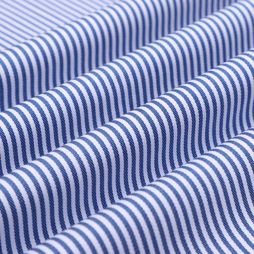 Luthai Regent Blue Stripes Half Sleeve 2 Ply Giza Cotton Shirt