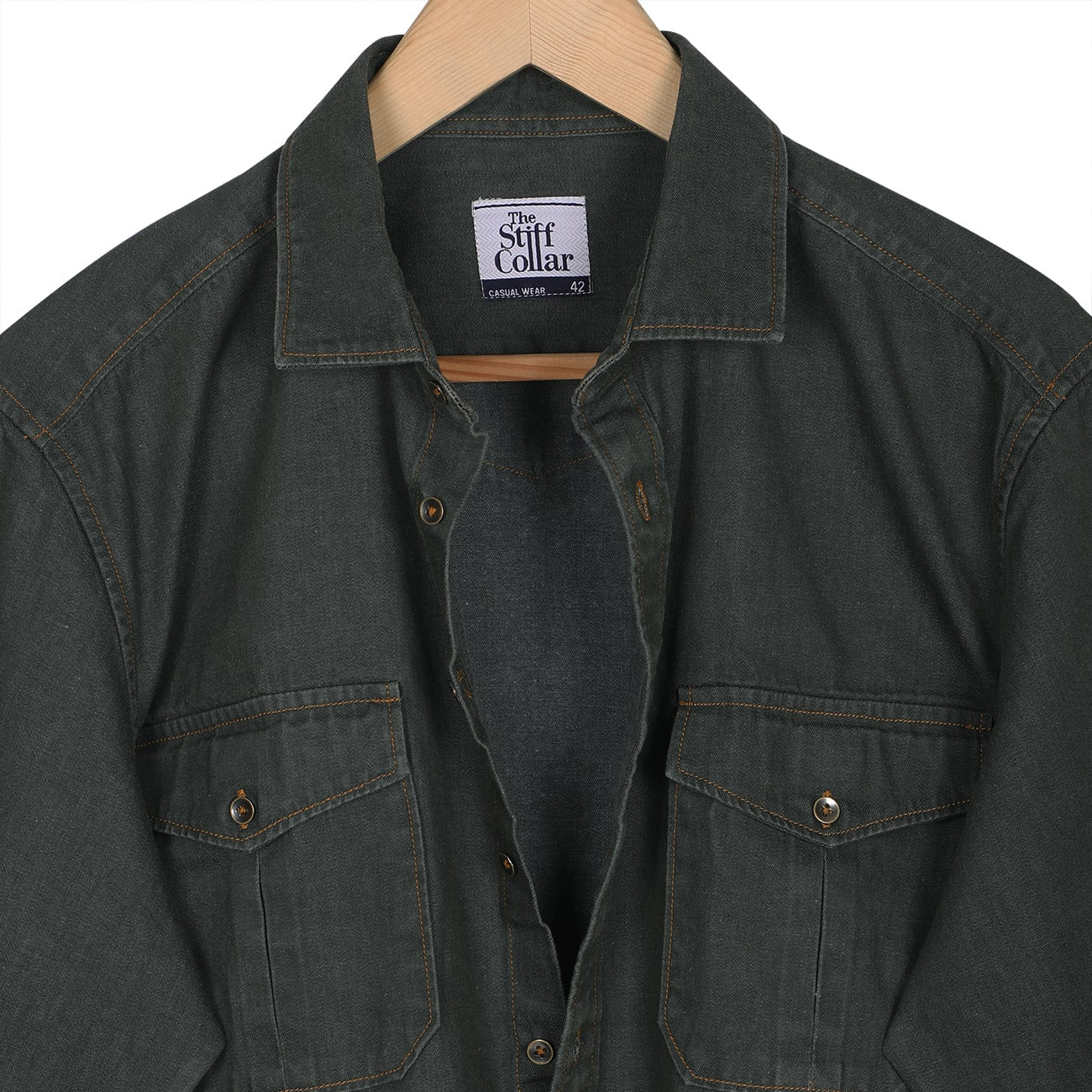 Forest Green Washed Denim Outdoor Shirt