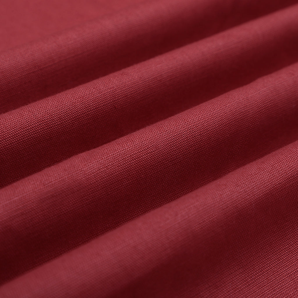 Currant Red Mandarin Collar Cotton Shirt