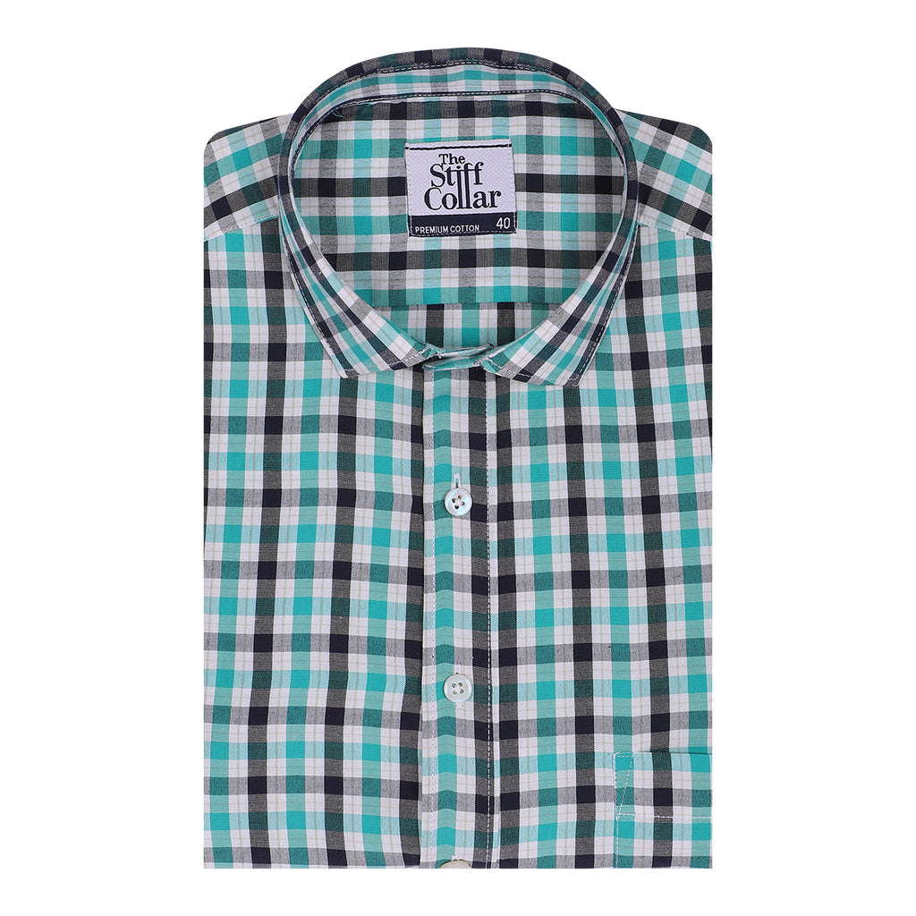 Black and Green Checks Non Iron Shirt