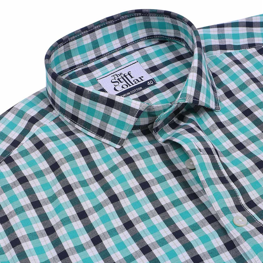 Black and Green Checks Non Iron Shirt