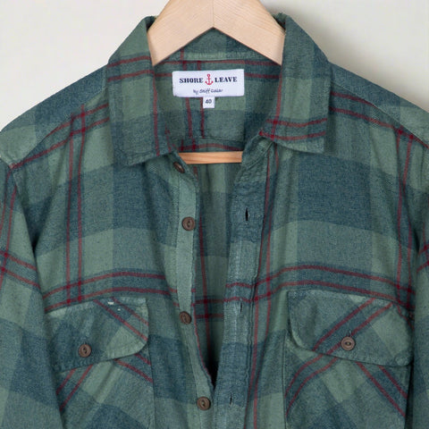 White Grey Check Enzyme Washed Shirt