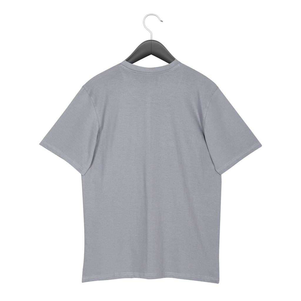 Soft Enzyme Washed Stone Grey Round Neck Cotton T-shirt
