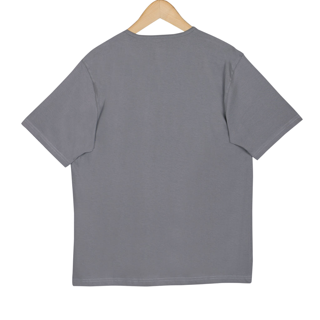 Stone Grey Soft Cotton Henley T-shirt