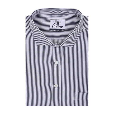 Royal Blue Regent Stripe 2 Ply Giza Cotton Premium Shirt