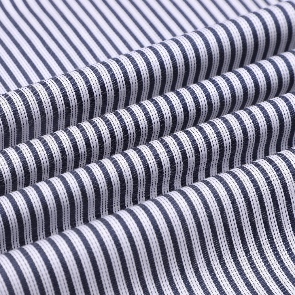 Monti French Navy Blue Stripes Satin Cotton Shirt