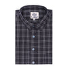 Iron Grey Checked Half Sleeve Regular Fit Cotton Twill Shirt