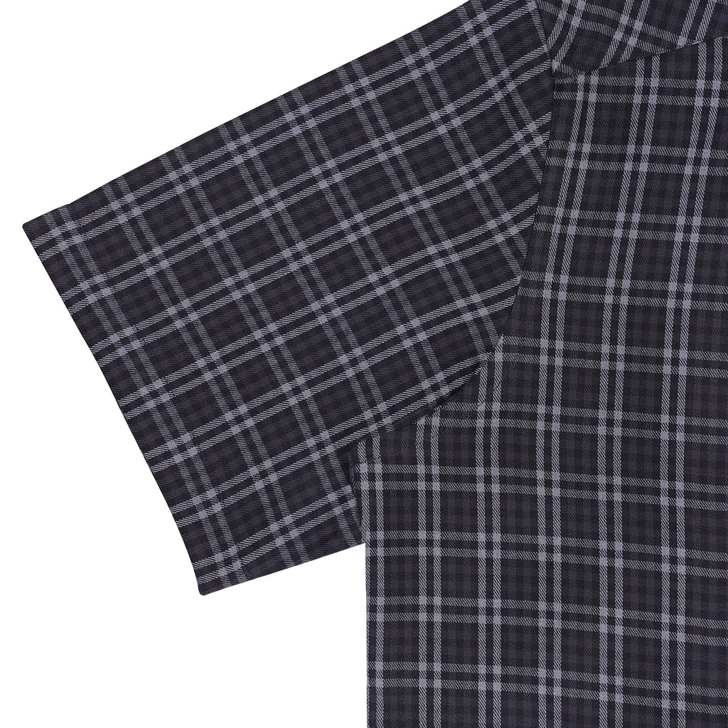 Iron Grey Checked Half Sleeve Regular Fit Cotton Twill Shirt