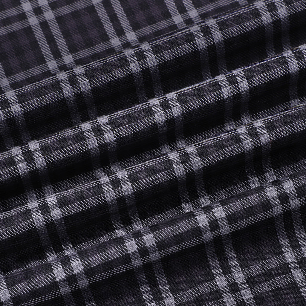 Iron Grey Checked Half Sleeve Regular Fit Cotton Twill Shirt