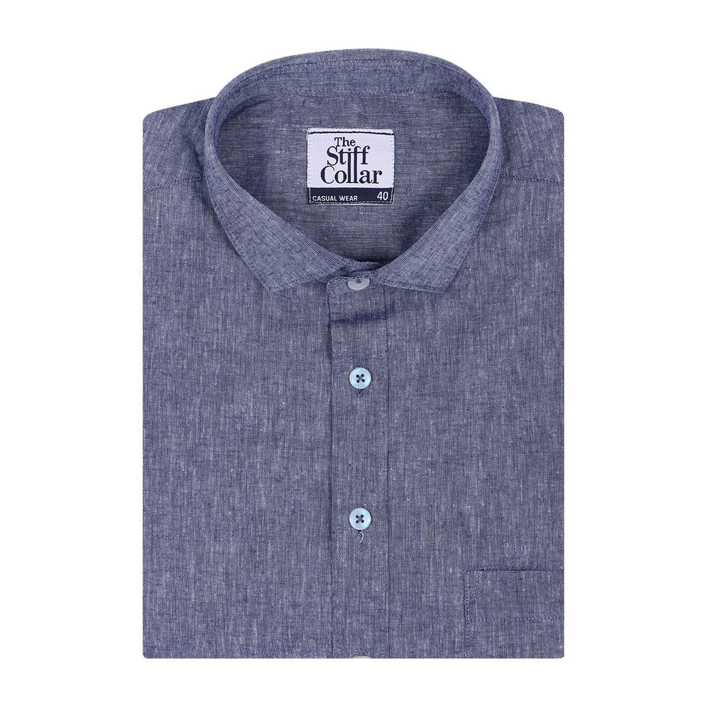 Mystic Grey Pure Linen Half Sleeve Shirt