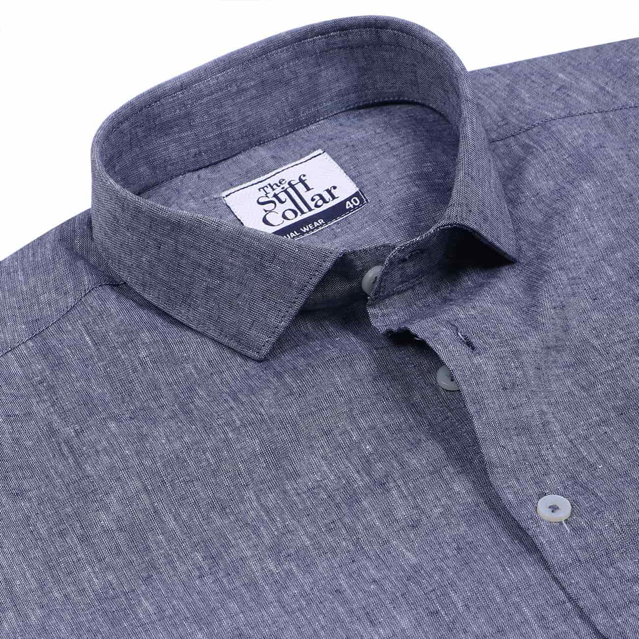 Mystic Grey Pure Linen Half Sleeve Shirt