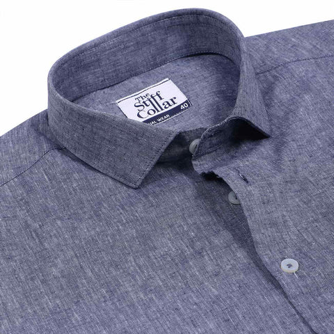 Fresh Blue Pure Linen Half Sleeve Shirt