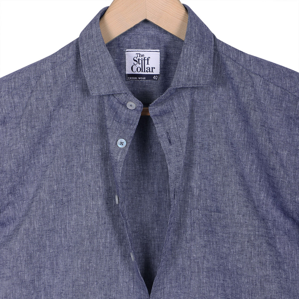 Mystic Grey Pure Linen Half Sleeve Shirt