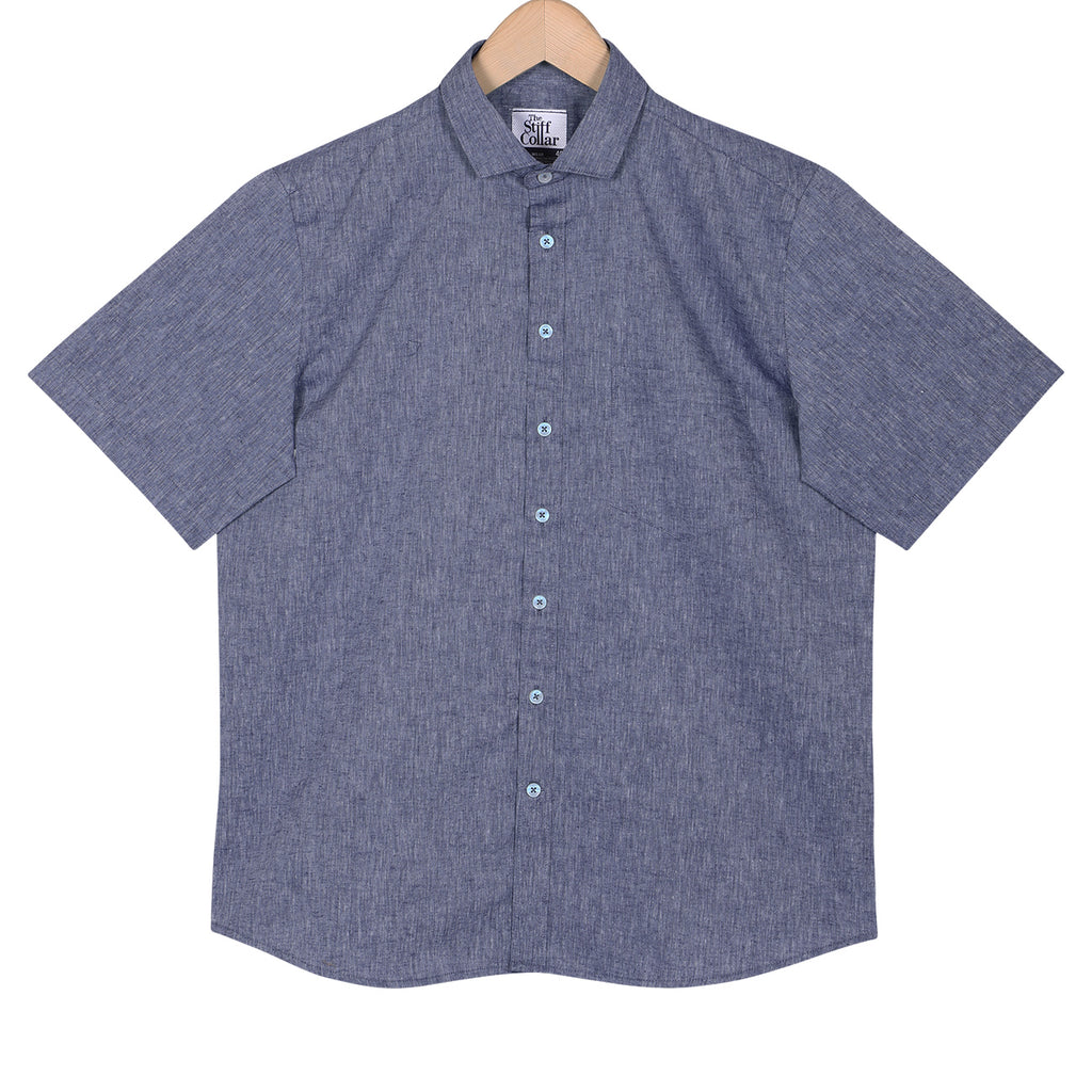 Mystic Grey Pure Linen Half Sleeve Shirt