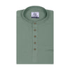 Jade Green Cotton Linen Rolled-up Sleeve Slim Short Kurta