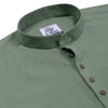Jade Green Cotton Linen Rolled-up Sleeve Slim Short Kurta