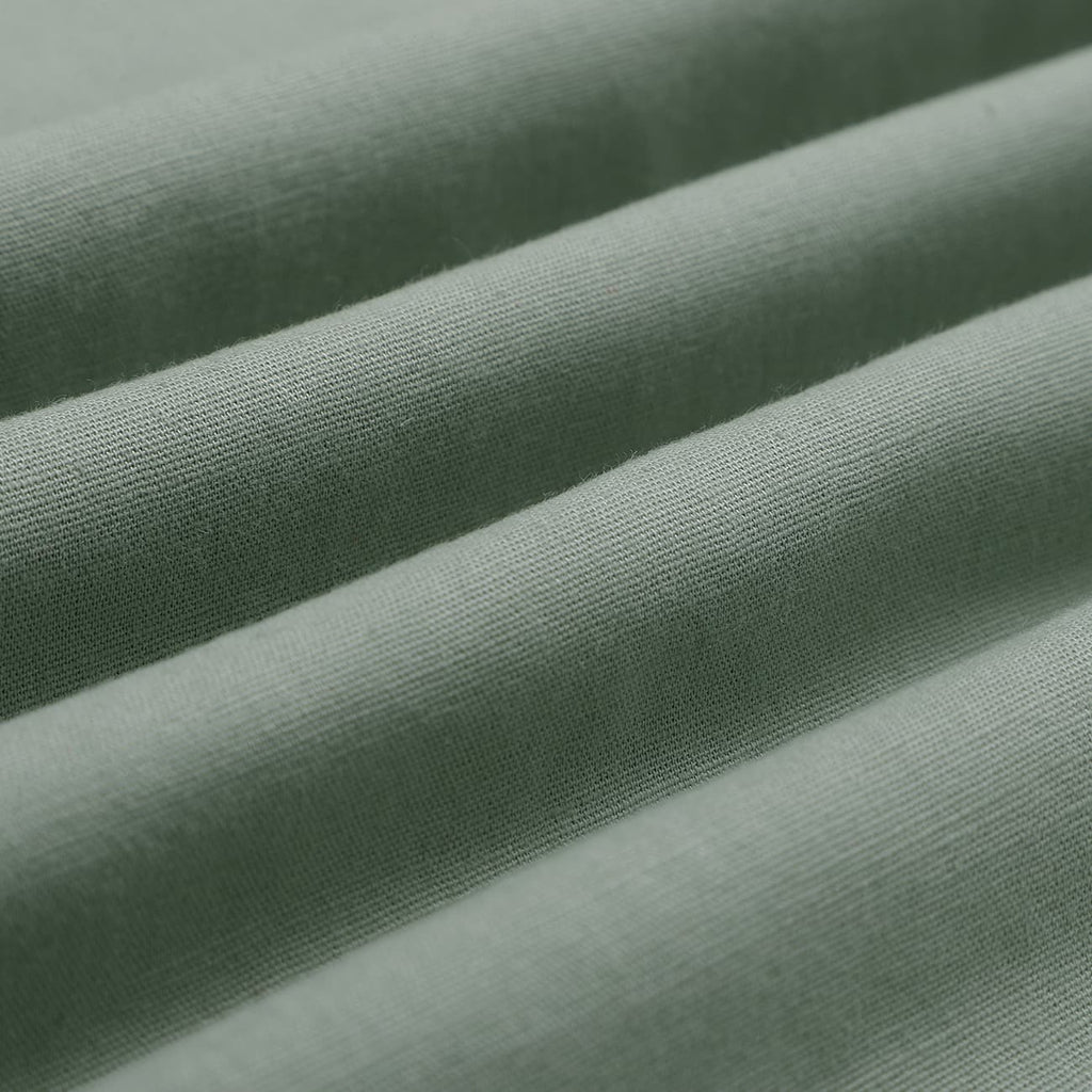 Jade Green Cotton Linen Rolled-up Sleeve Slim Short Kurta