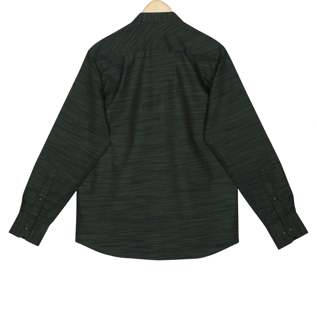 Turtle Green Mandarin Collar Cotton Shirt