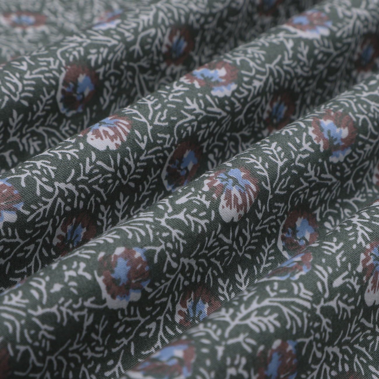 Highland Green Poplin Floral Print Half Sleeves Shirt