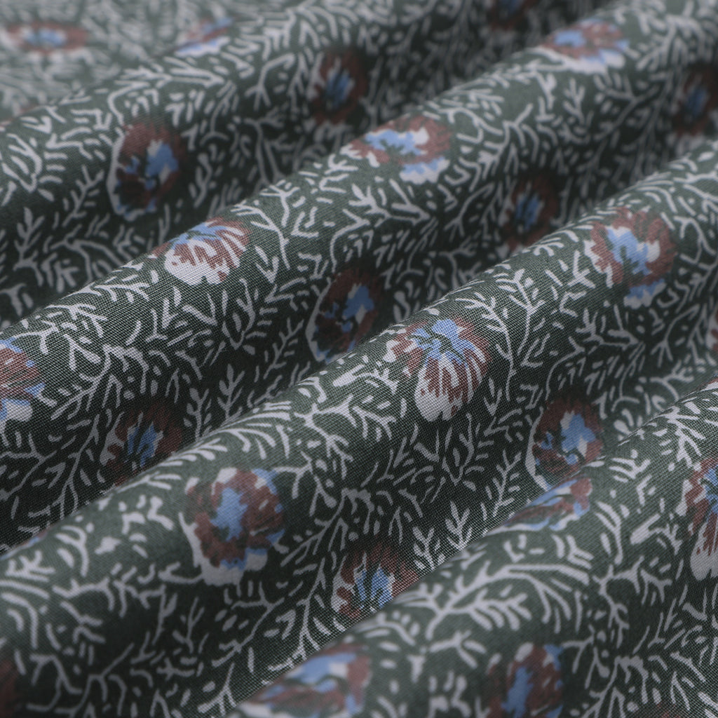 Highland Green Poplin Floral Print Half Sleeves Shirt