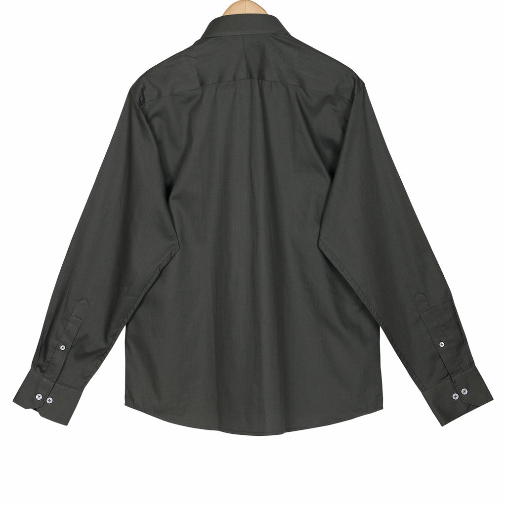 Monti Army Green Herringbone 2 Ply Giza Cotton Shirt