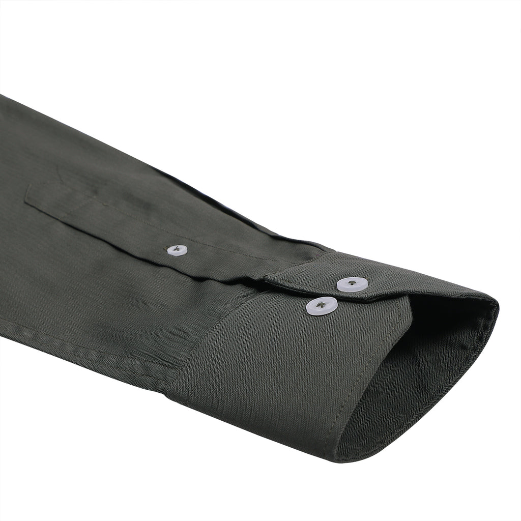 Monti Army Green Herringbone 2 Ply Giza Cotton Shirt
