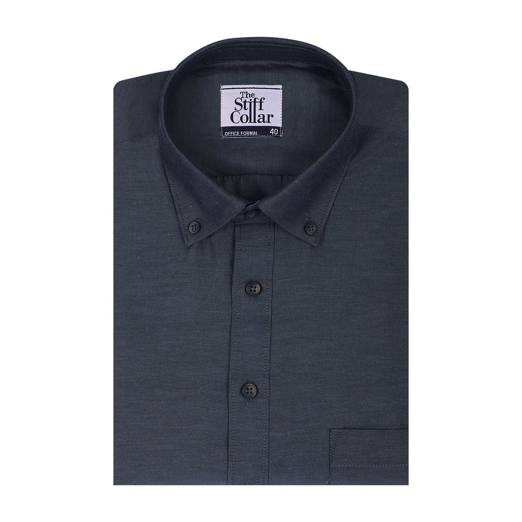 Monti Metallic Grey Chambray Button Down Cotton Shirt
