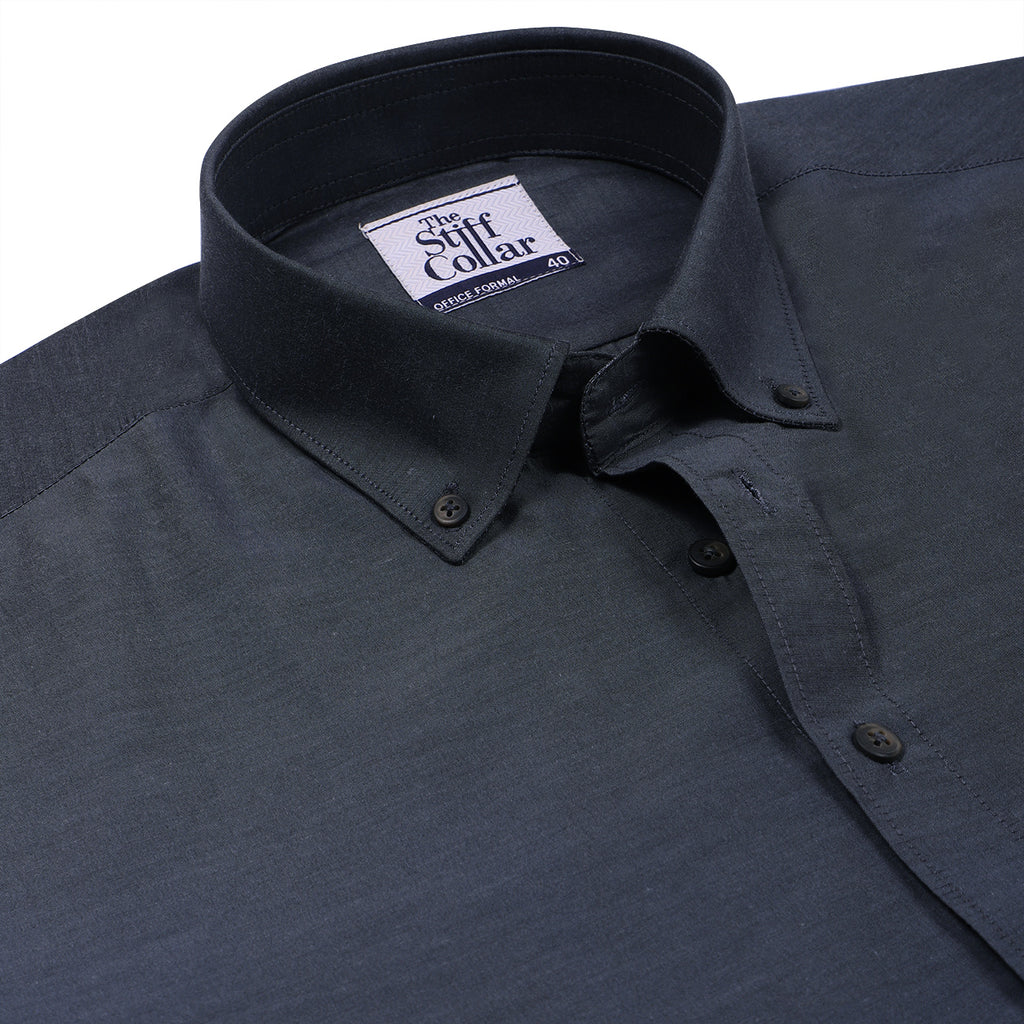 Monti Metallic Grey Chambray Button Down Cotton Shirt