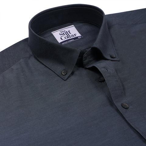 Persian Blue Dobby Mandarin Collar Giza Cotton Shirt