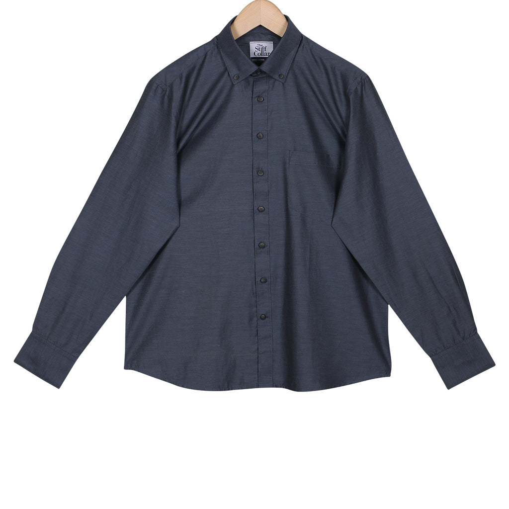 Monti Metallic Grey Chambray Button Down Cotton Shirt