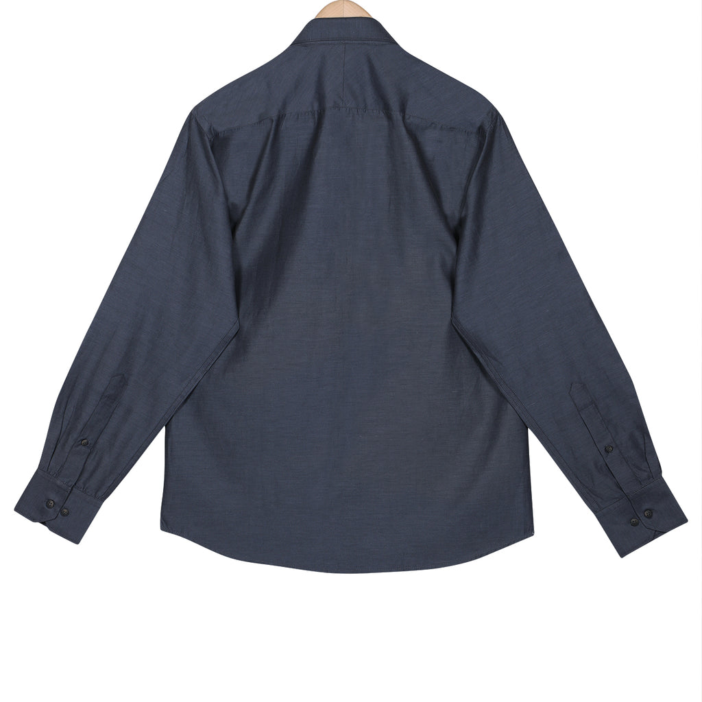 Monti Metallic Grey Chambray Button Down Cotton Shirt