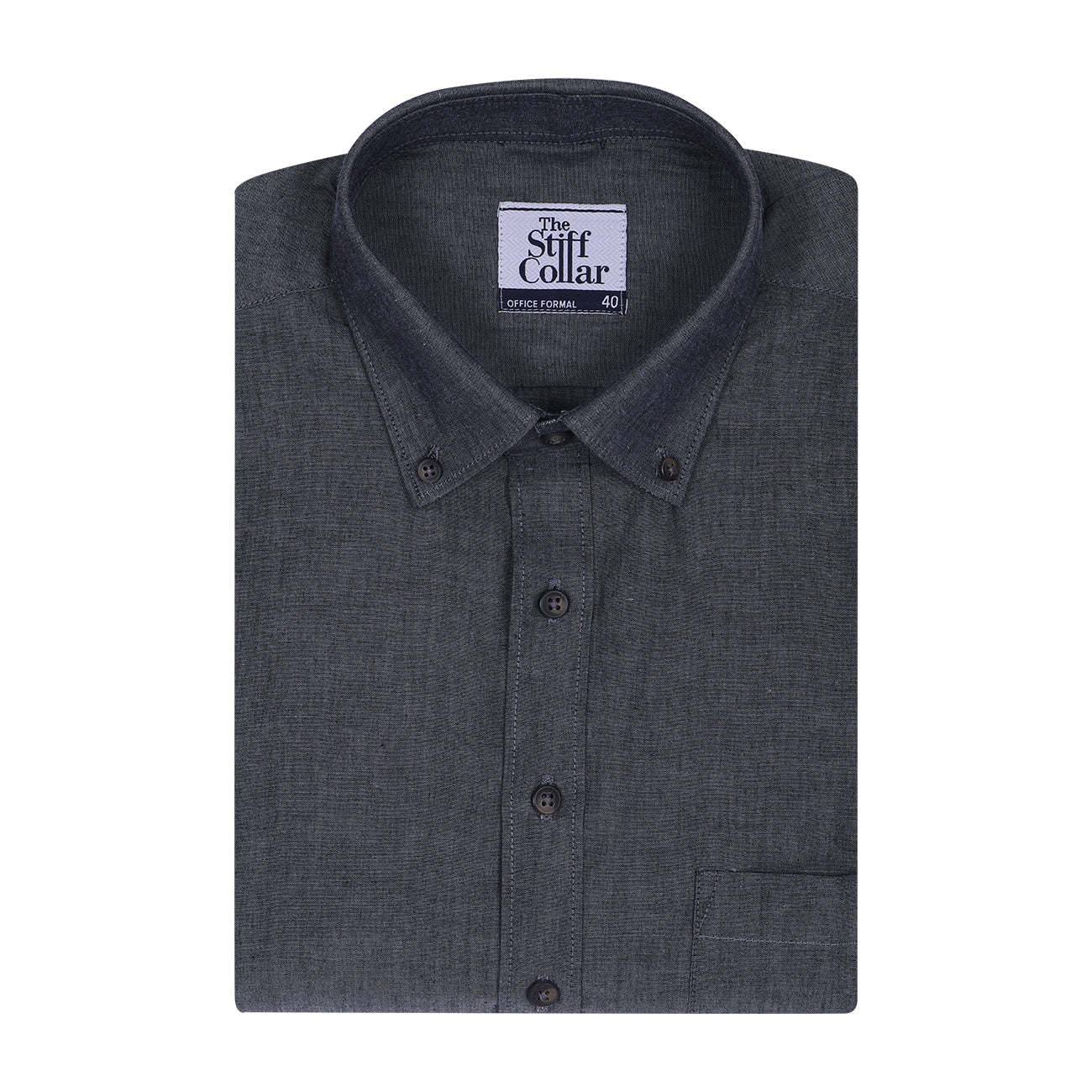 Charcoal Black Oxford Button Down Cotton Shirt