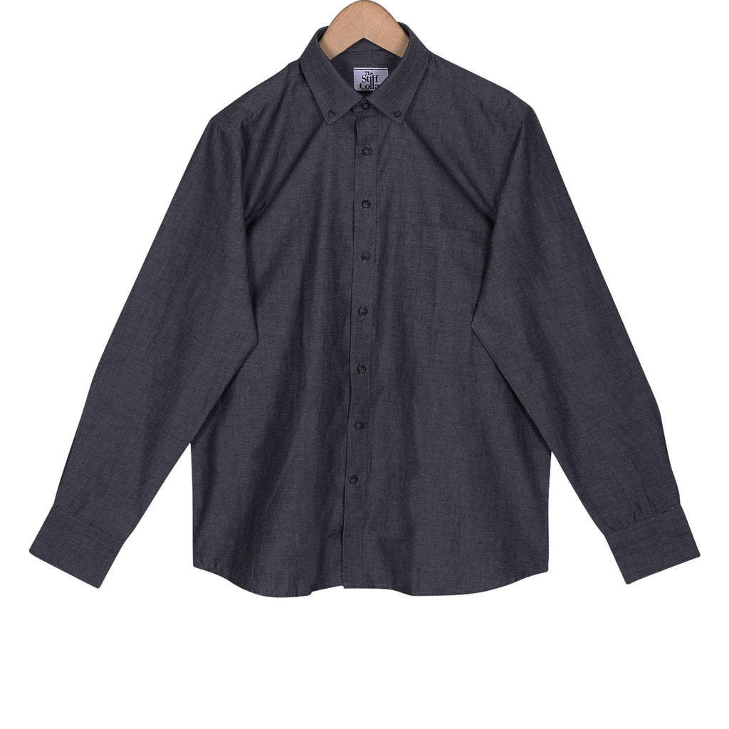 Charcoal Black Oxford Button Down Cotton Shirt