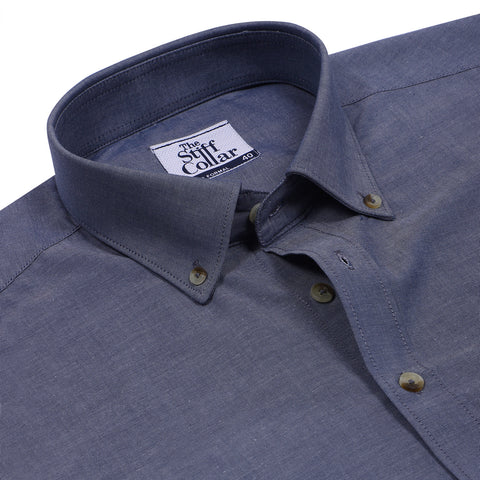 Navy Blue Button Down Cotton Linen Shirt