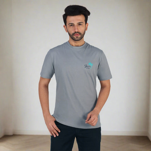 Shore leaves Soft Enzyme Washed Turquoise Blue V-Neck Cotton T-shirt