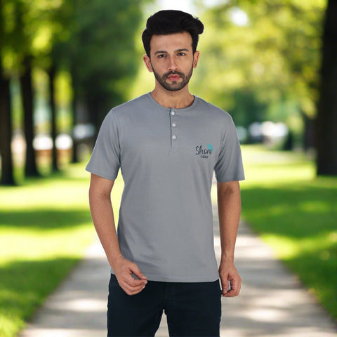 Navy Mandarin Collar Premium T-shirt