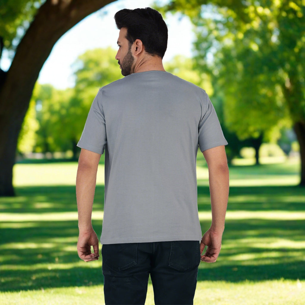 Stone Grey Soft Cotton Henley T shirt