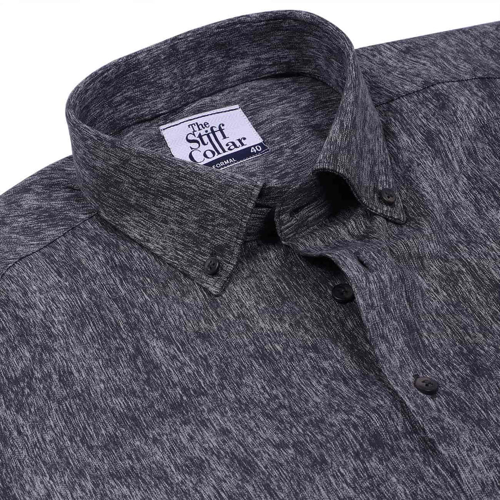 Ash Grey Print Button Down Cotton Shirt