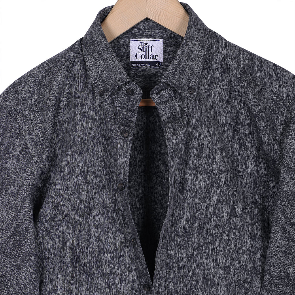 Ash Grey Print Button Down Cotton Shirt