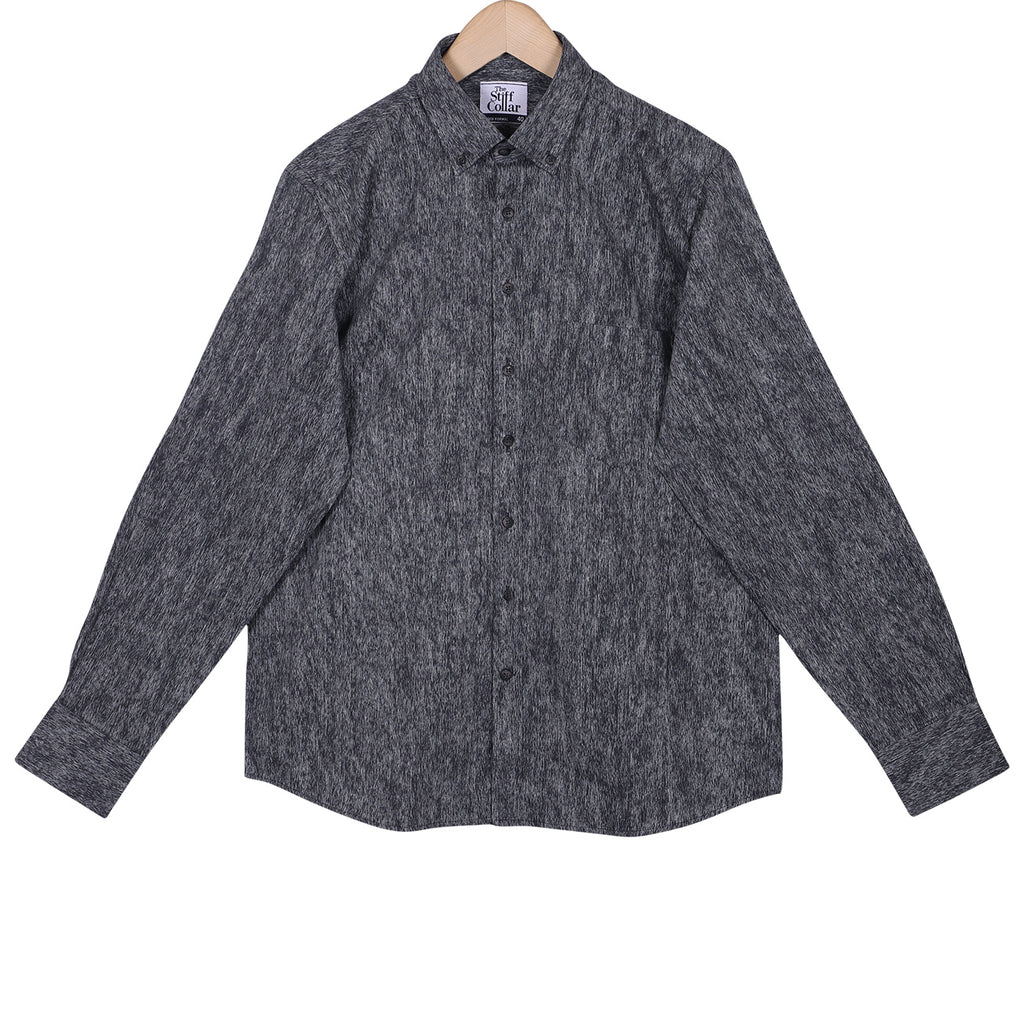 Ash Grey Print Button Down Cotton Shirt