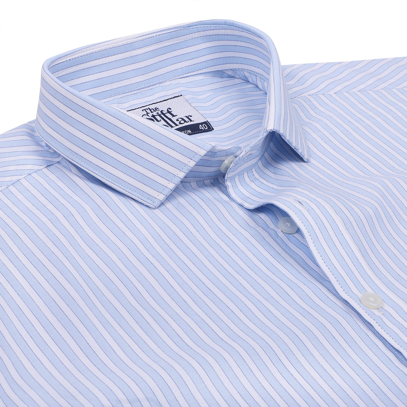 Monti Iceberg Blue Stripes 2 Ply Giza Cotton Shirt