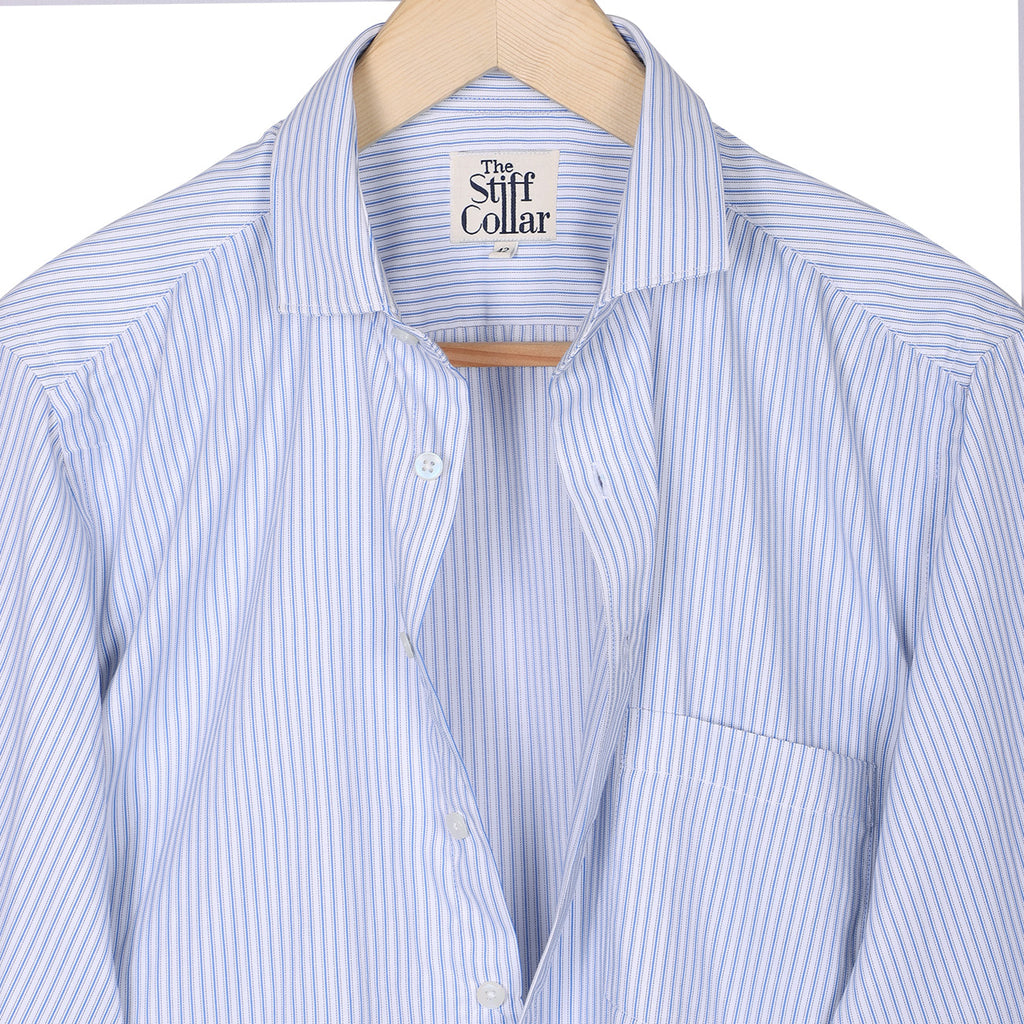 Carolina Blue Dotted Stripes Wrinkle-free Cotton Shirt