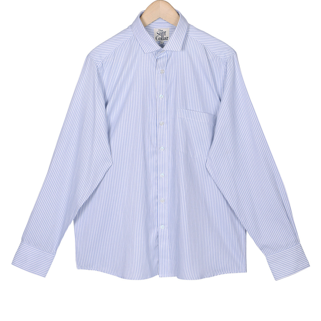 Carolina Blue Dotted Stripes Wrinkle-free Cotton Shirt