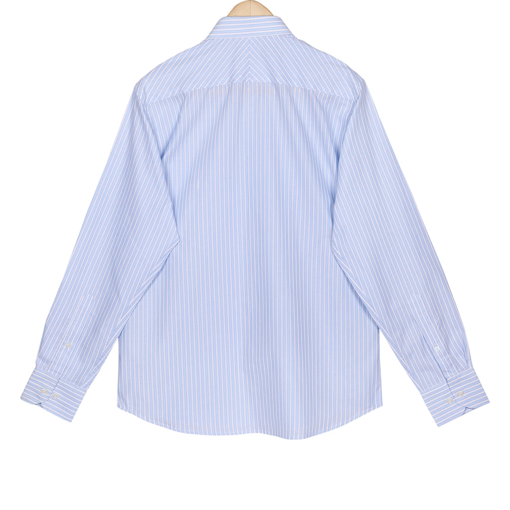 Monti Iceberg Blue Stripes 2 Ply Giza Cotton Shirt