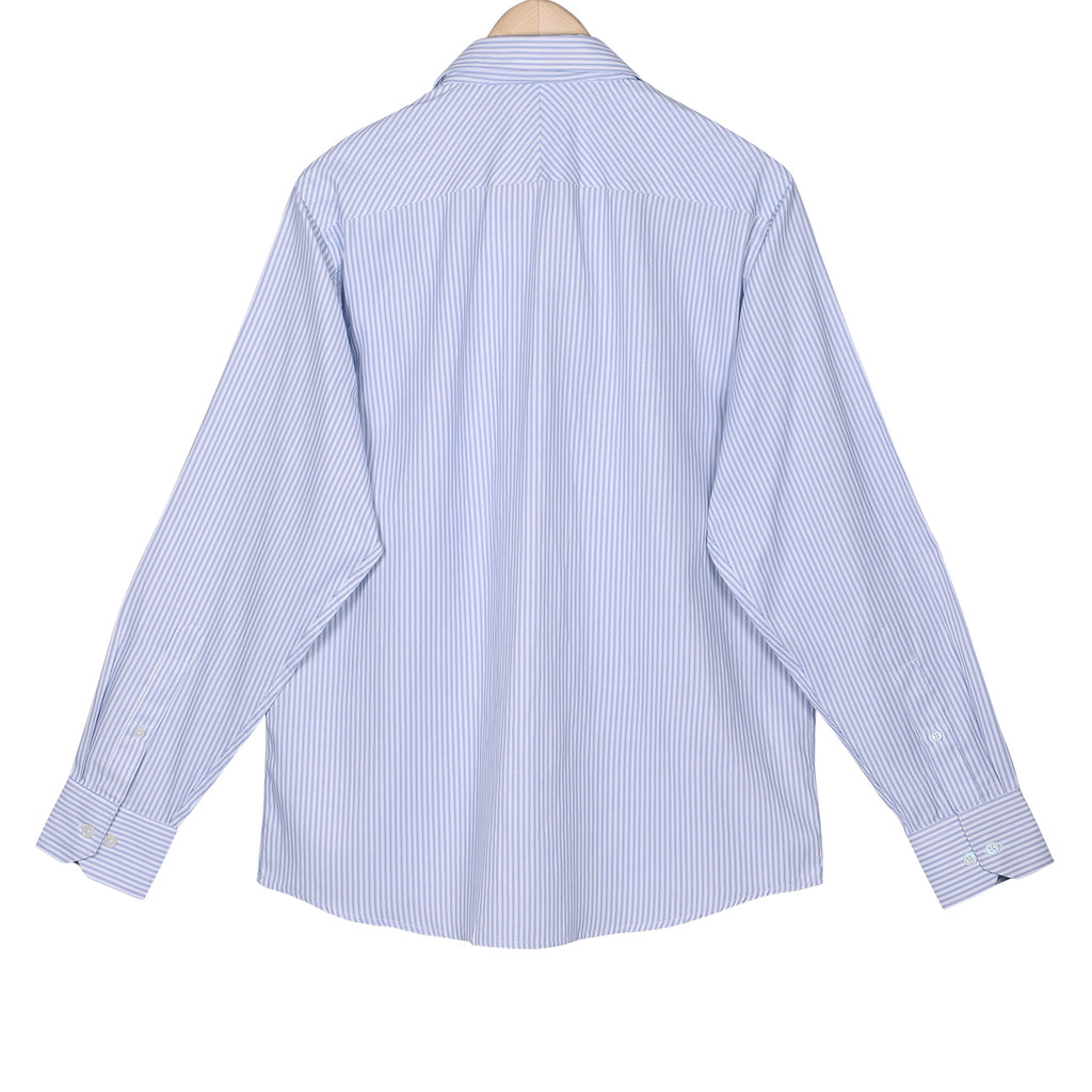 Carolina Blue Dotted Stripes Wrinkle-free Cotton Shirt