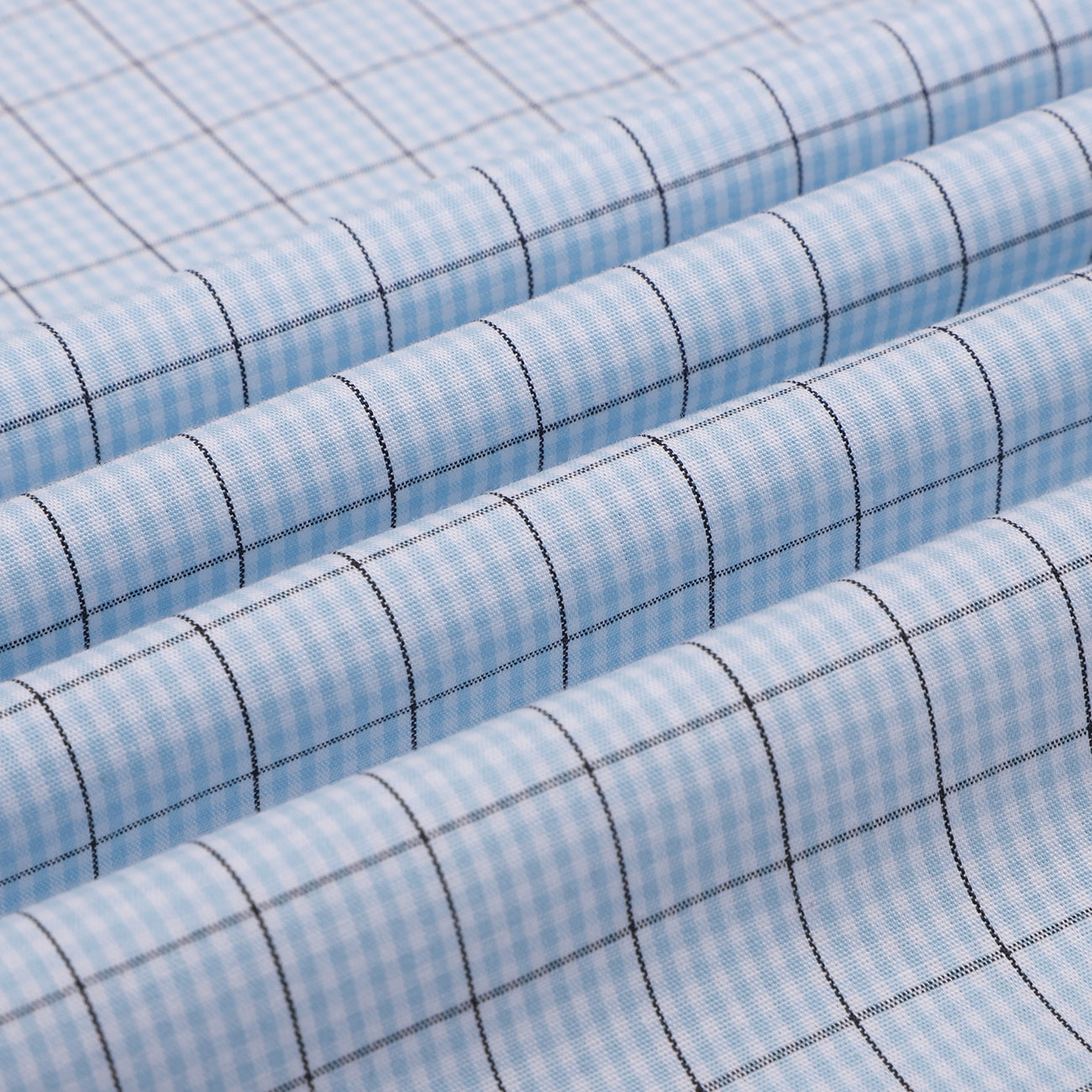 Ice Blue Graph Check Half Sleeve Cotton Shirt