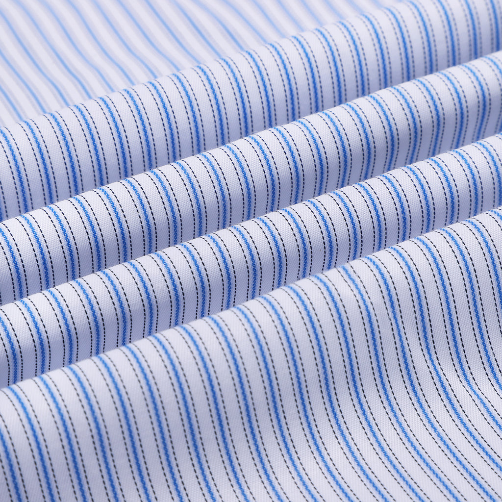 Carolina Blue Dotted Stripes Wrinkle-free Cotton Shirt